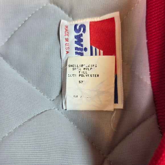 Vintage Chicago Blackhawks Swingster Red Satin Mens Bomber Jacket XL USA - Picture 6 of 13